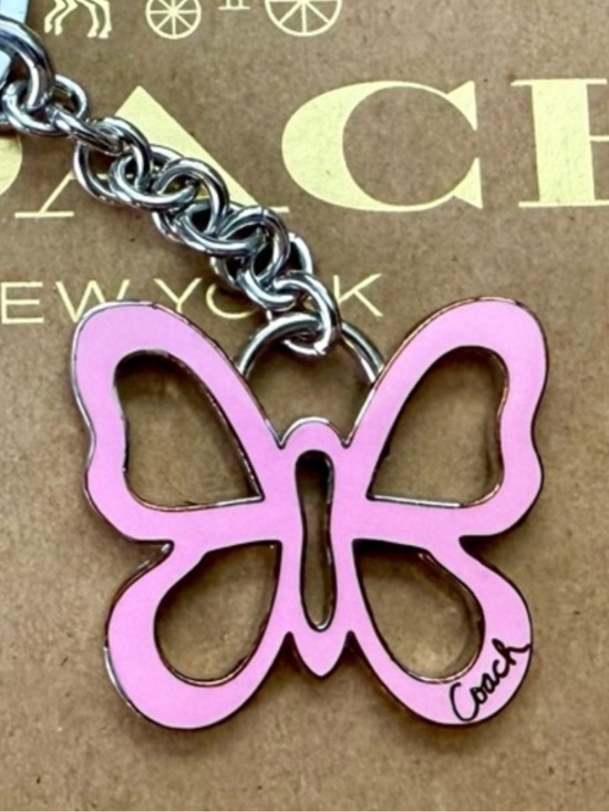 Coach Accessories - Coach, pink enamel, large butterfly keychain and/or bag charm EUC